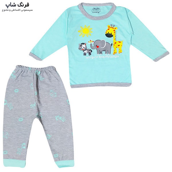ست تی شرت و شلوار بچگانه مدل فیل و زرافه